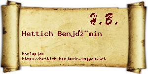 Hettich Benjámin névjegykártya